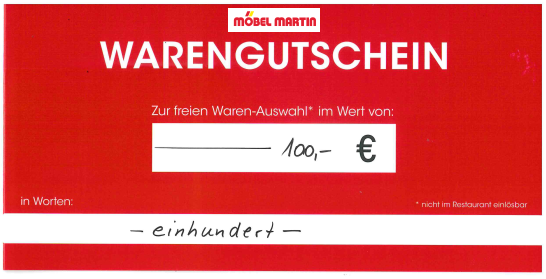 Gutschein Möbel Martin 100 Euro