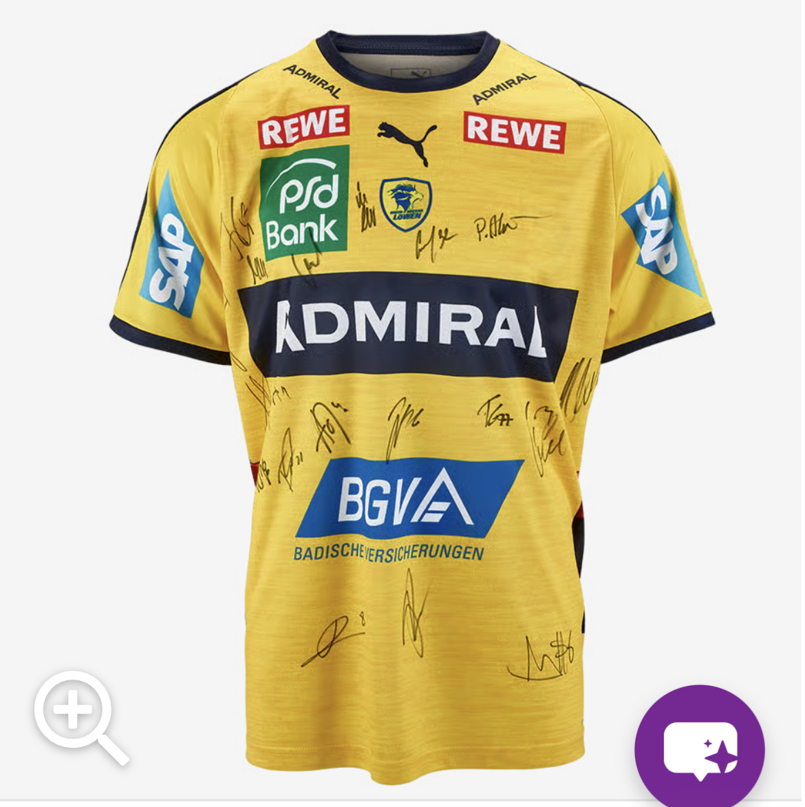 2. Trikot Rhein-Neckar Löwen mit Spieler-Unterschriften