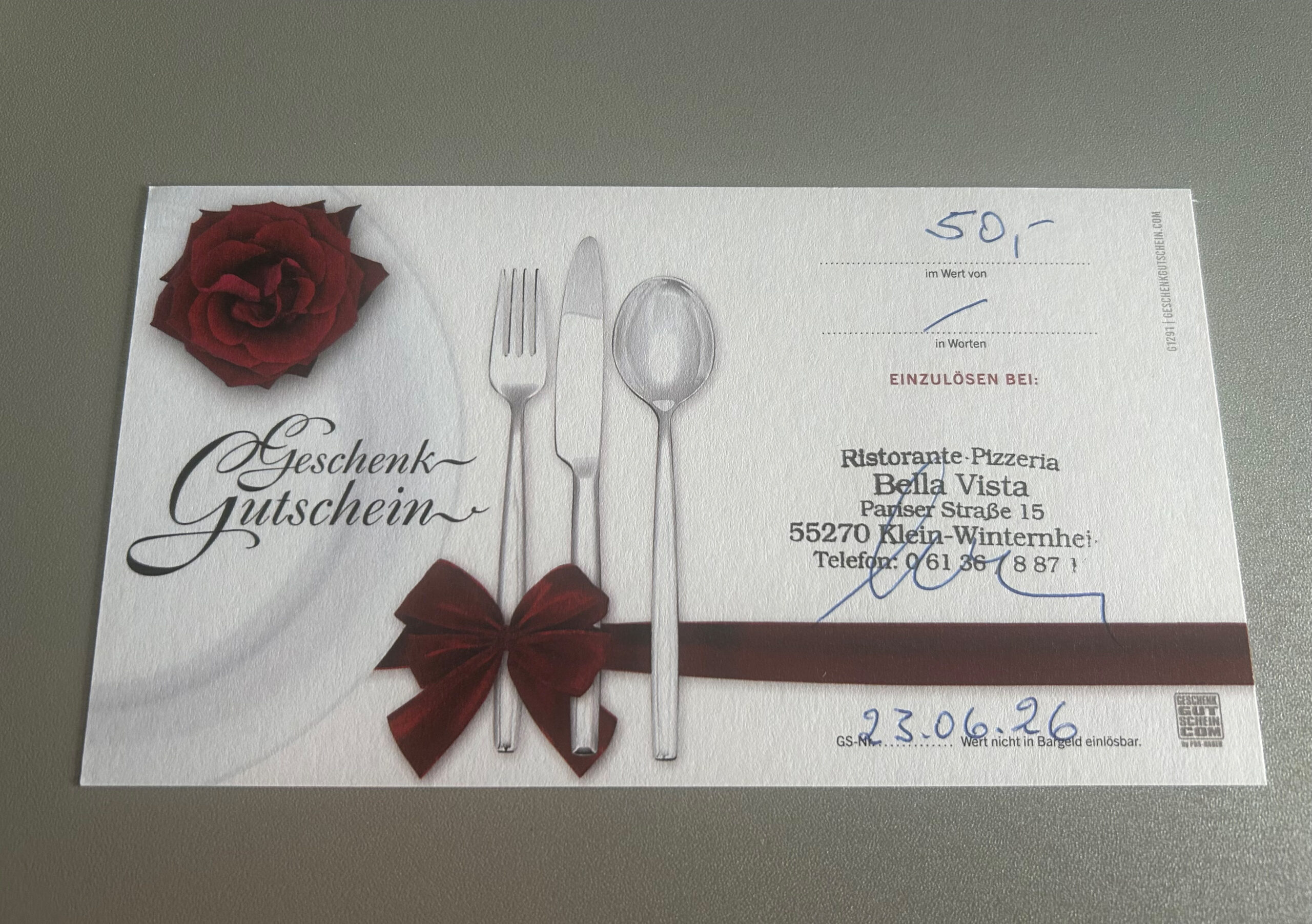 19. Gutschein Ristorante Bella Vista