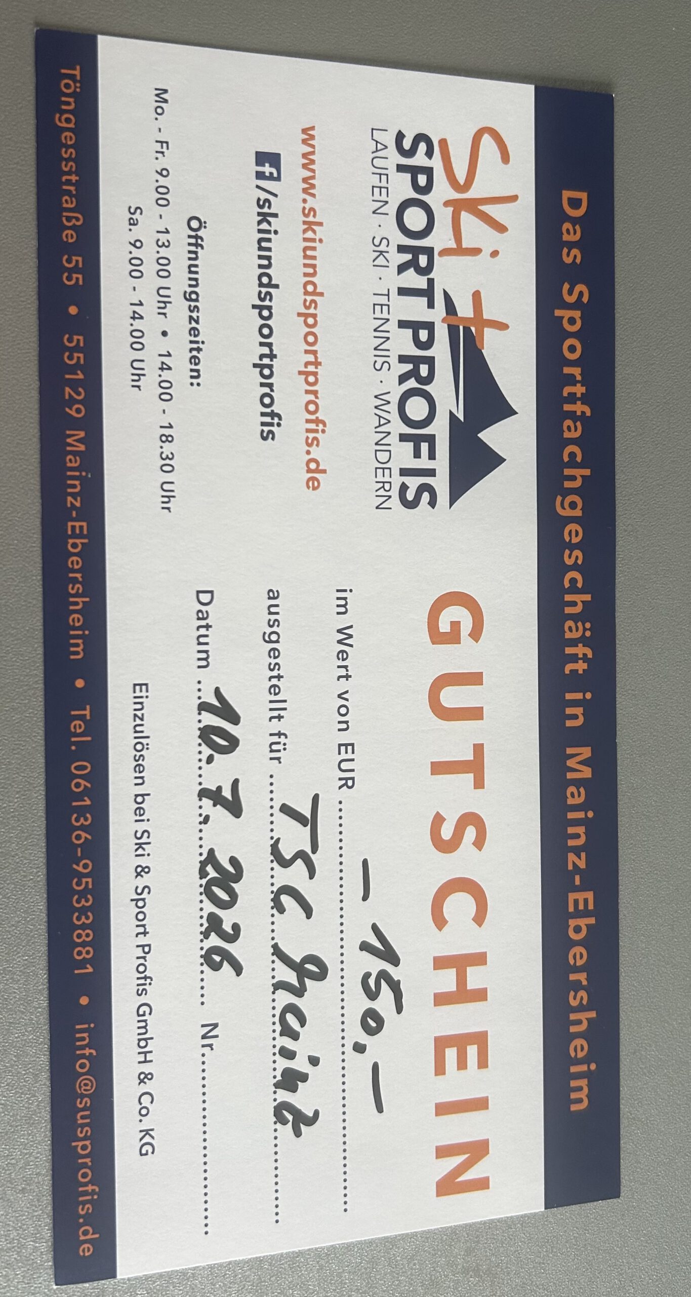 21. Warengutschein 150 Euro – Ski und Sport Profis