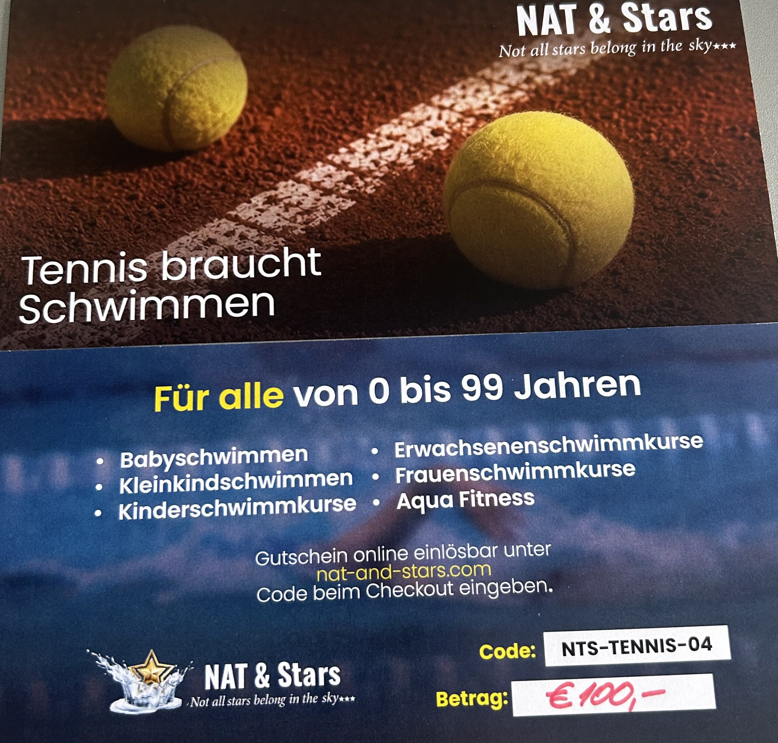 26. Gutschein Schwimmschule NAT & STARS – 100 Euro – 1