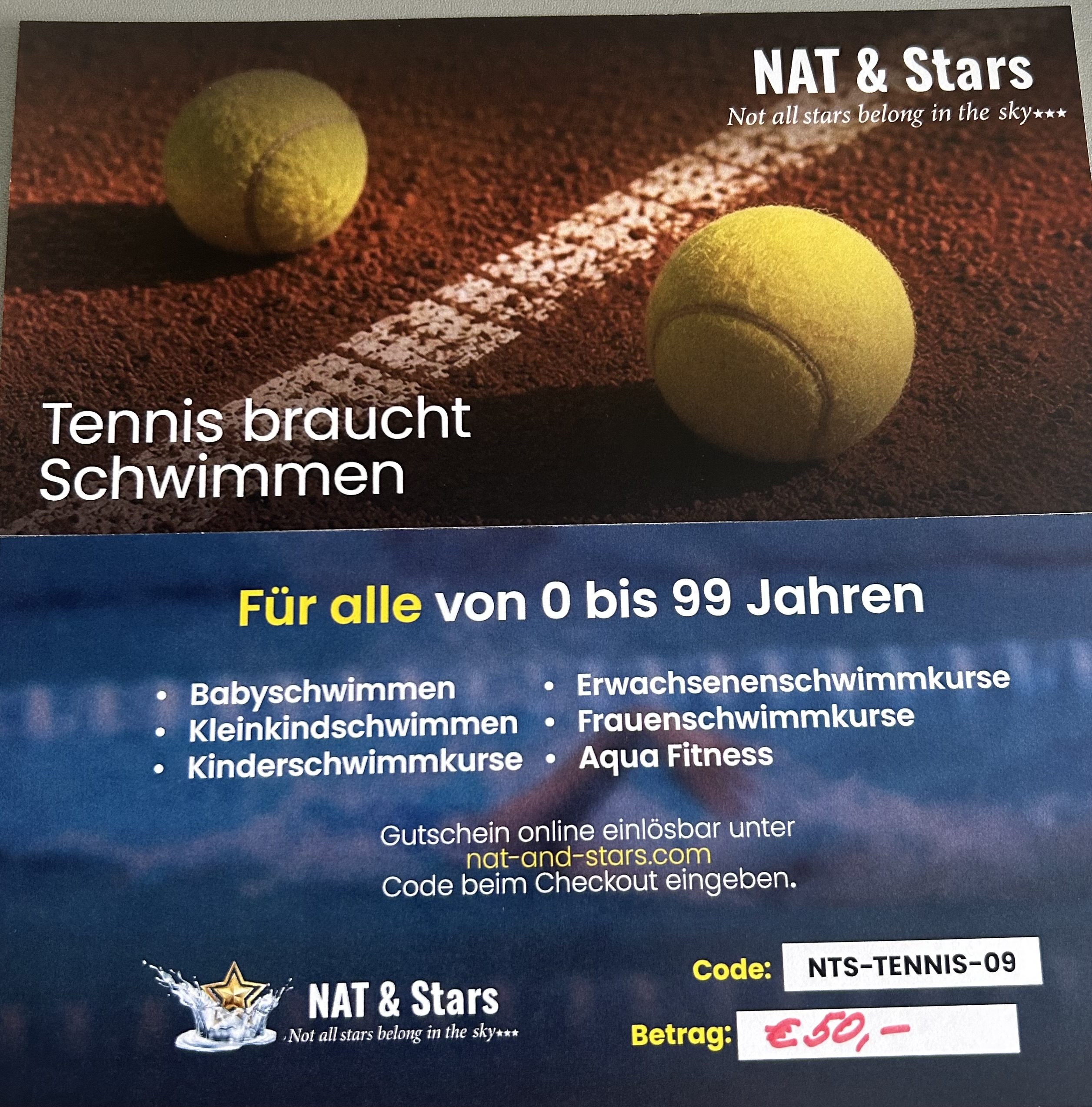 28. Gutschein Schwimmschule NAT & STARS – 50 Euro – 1