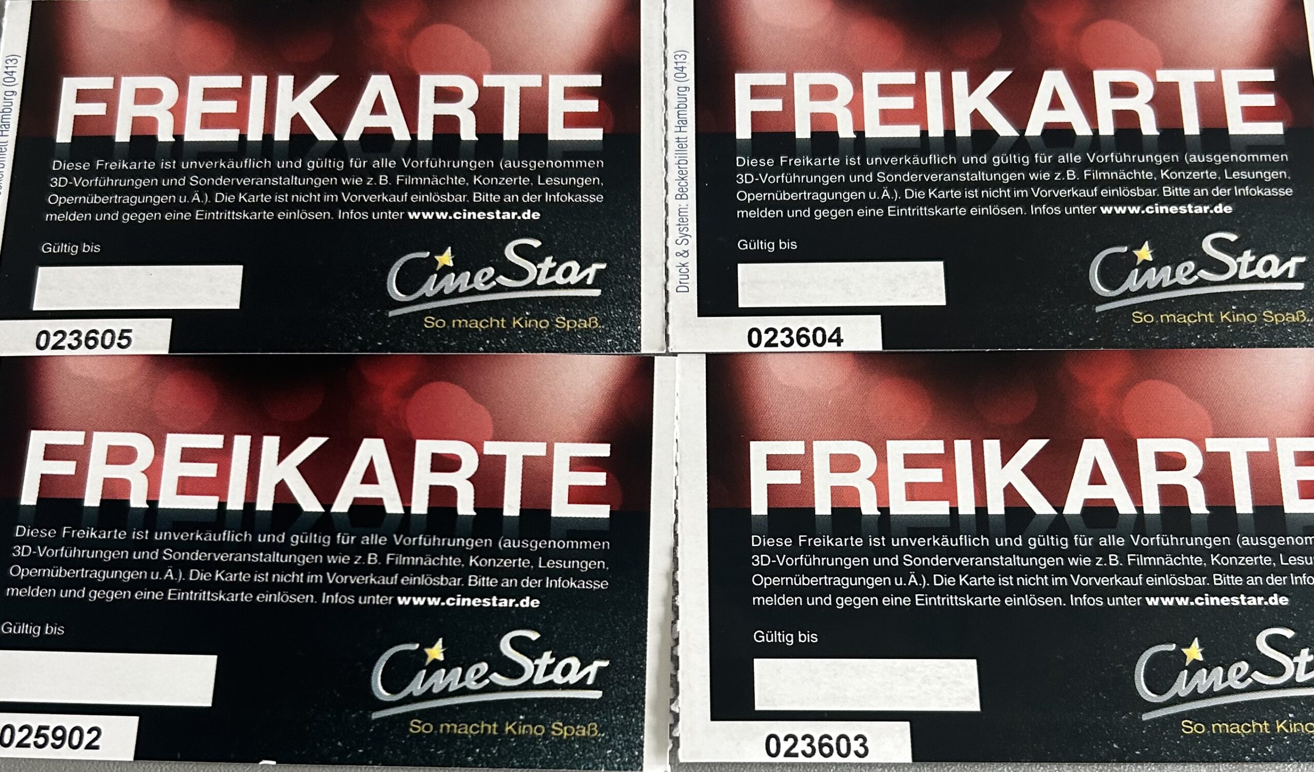 30. 4 Freikarten für das Cinestar Mainz