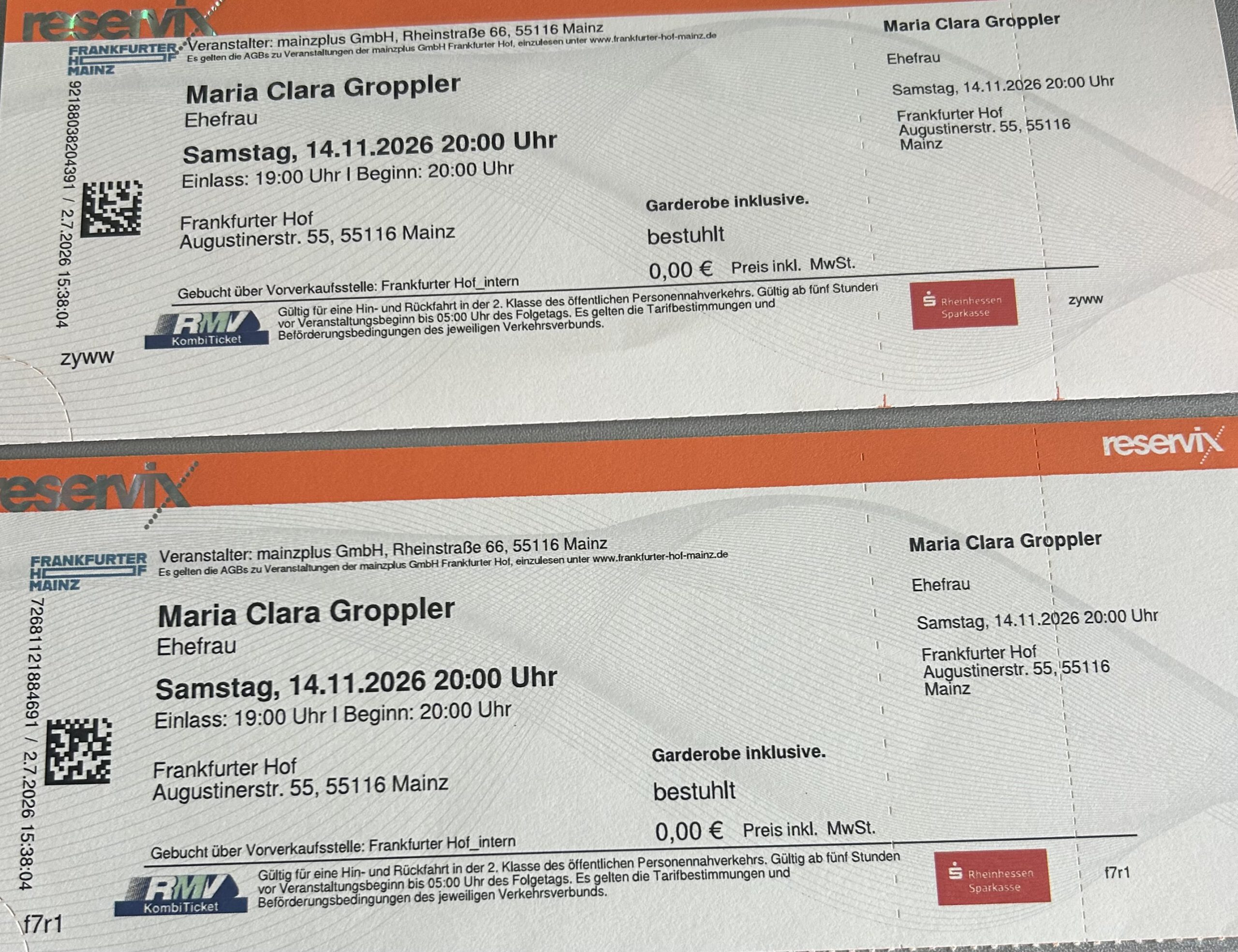 33. 2 Tickets – Frankfurter Hof Comedy – Maria Clara Gropller